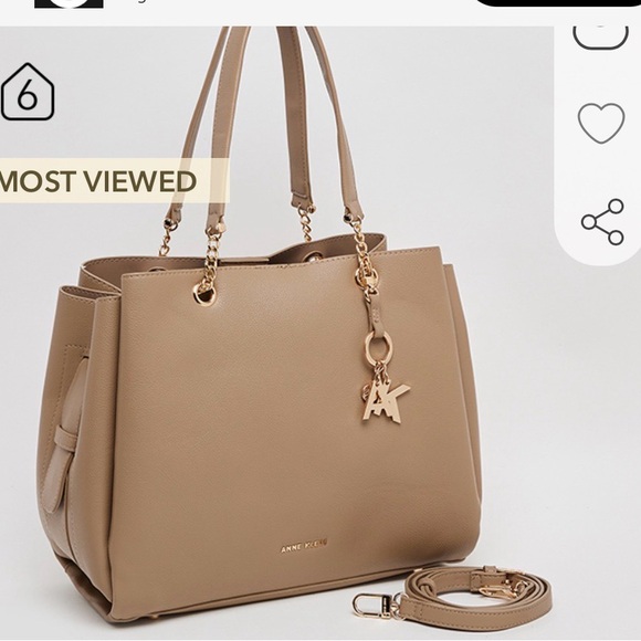 Anne Klein Bunnie Texture Shoulder Bag in Beige Tan Leather Tote Bag - Picture 3 of 13